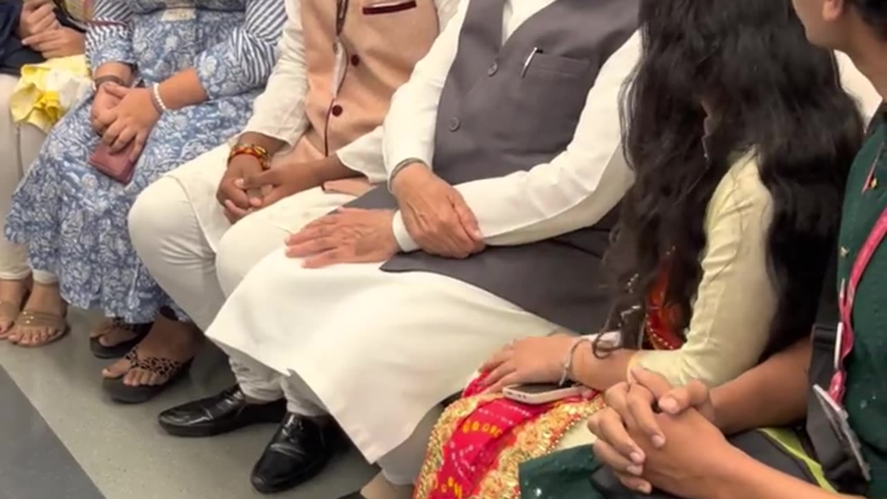 Narendra Modi in Mumbai Metro having conversation with passengers