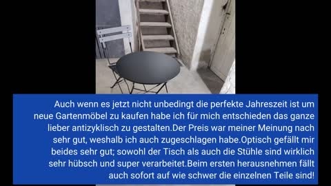 Grand patio Bistro Set 3 Stück, Balkonset, Sitzgruppe 2 Stühle und 1 Tisch, Premium Stahl, Klappbar