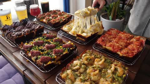 Street food. Pizza making. Popular food selling for $ 1 million dollars
