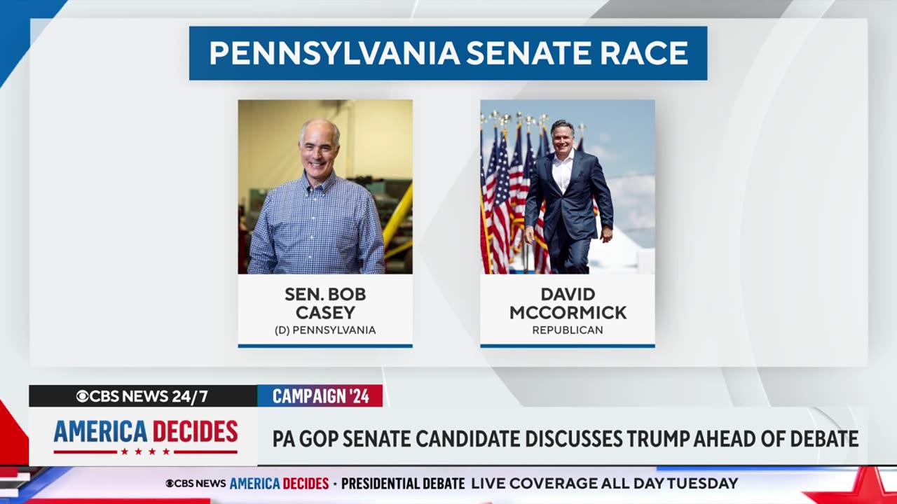 GOP senate candidate David McCormick discusses Trump ahead of debate