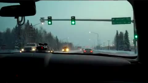 Winter driving in Fairbanks Alaska