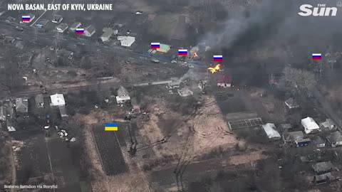 Ukrainian tank ambush destroys Russian column east of Kyiv