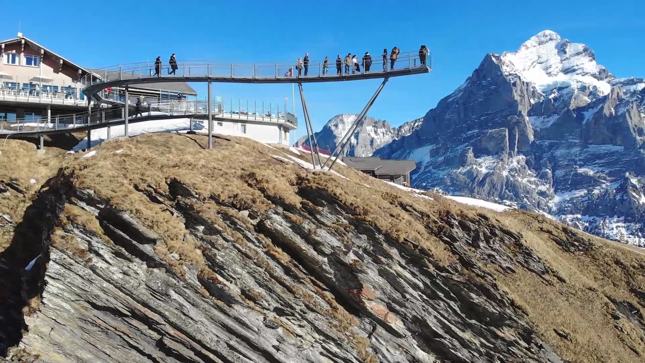 Shot of Town, the Titlis Cliff Walk and Chillon Castle