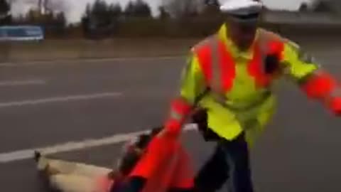 This isn't America...This is how they deal with Protesters on the German Autobahn!