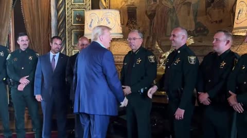 President Donald Trump meets with the Martin County Sheriff’s Office Deputies