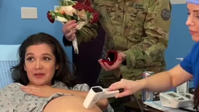 Disguised military boyfriend surprises pregnant wife!