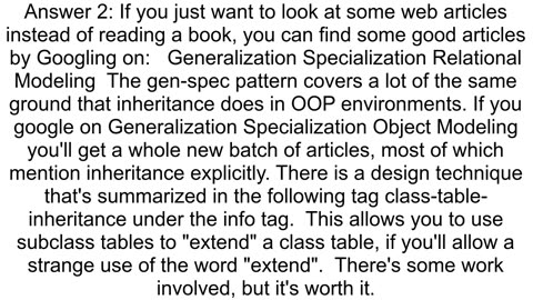 How to map OO inheritence to a relational database scheme