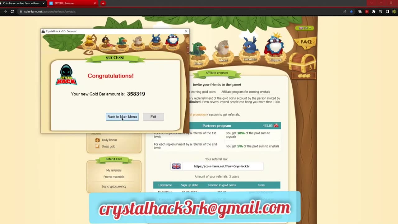 Not enough Crystal to order Payoff | HackMe v12 | coin farm | golden farm | coin birds golden birds