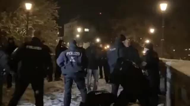 German police against anti mandate protestors to protect them from the virus.