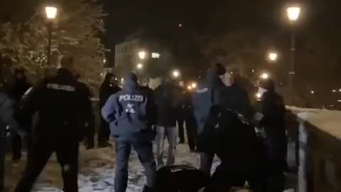 German police against anti mandate protestors to protect them from the virus.