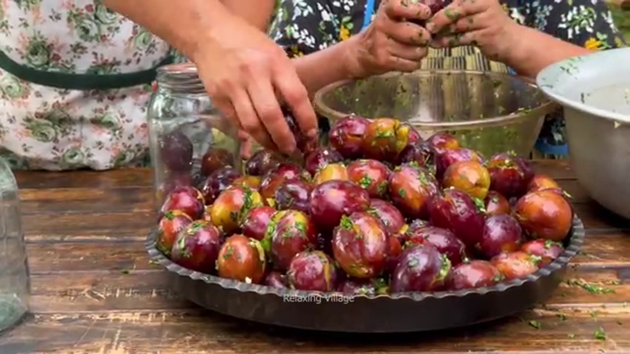 Rustic Village Recipes: Grandma Cooking Pan Shawarma and Stuffed Pickled Plum | Oven Baked Shawarma