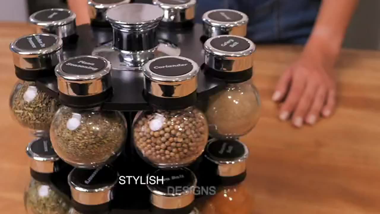 Kamenstein 20 Jar Revolving Countertop Spice Rack with Spices Included, FREE Spice Refills for 5 Yea