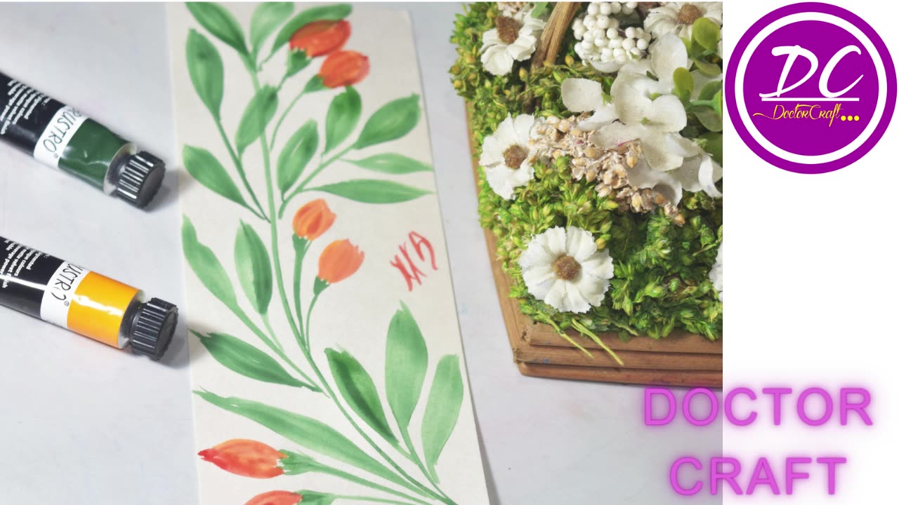 DIY watercolor BOOKMARKS - spring wild flowers painting step by step tutorial