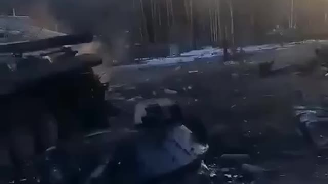 Russia attacks Ukraine - near Chernigiv, russian "Kamaz" and APC