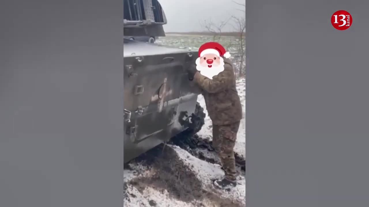 Ukrainian fighters trying to advance on muddy and snowy roads on front line