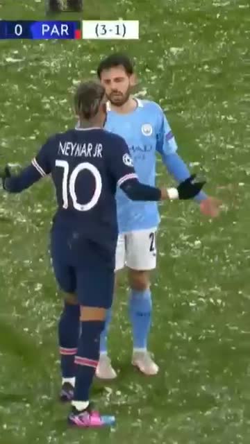 Neymar reaction when Bernado silva fouled him.