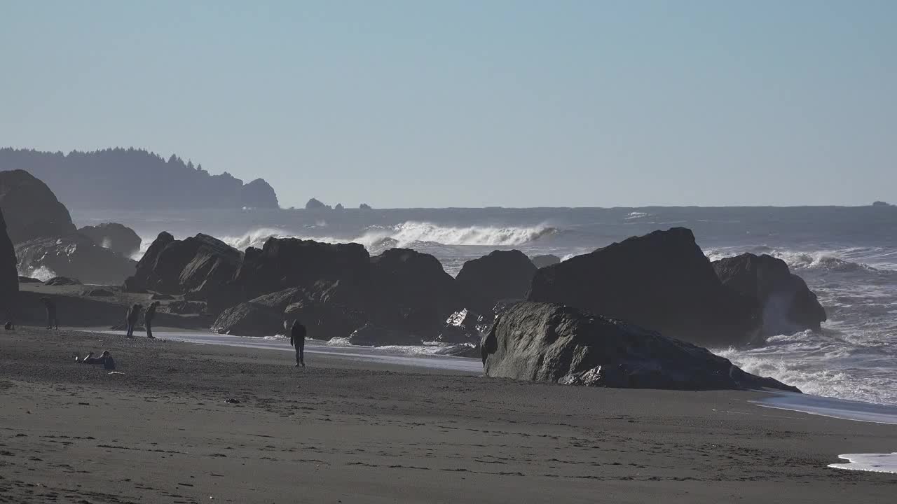 California Coast Backlit Beach With Rocks