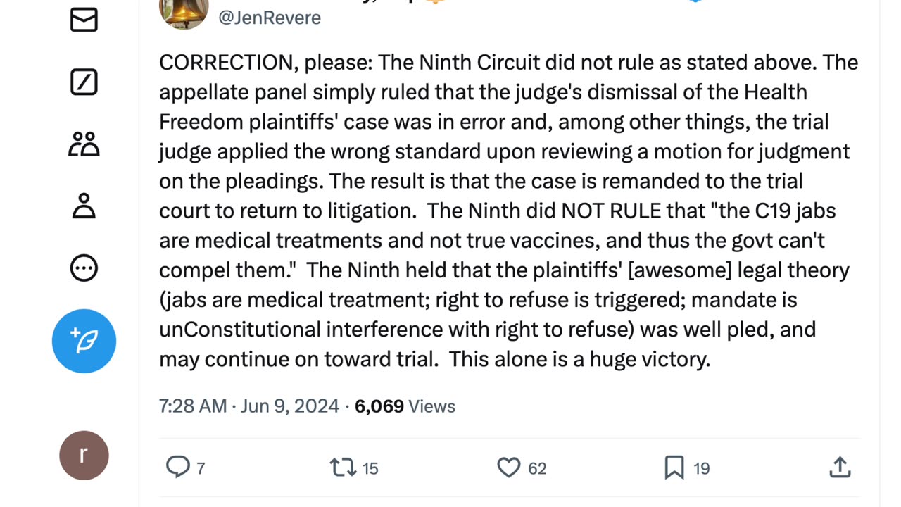 CORRECTION, please- The Ninth Circuit did not rule as stated above.