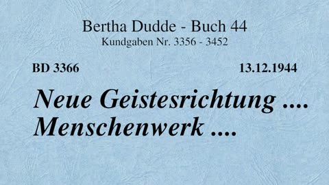 BD 3366 - NEUE GEISTESRICHTUNG .... MENSCHENWERK ....