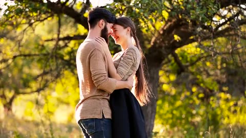 Young couple hugging and kissing love [Free Stock Video Footage Clips]