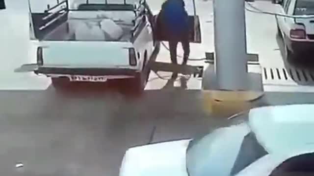 Car blast at a gas station