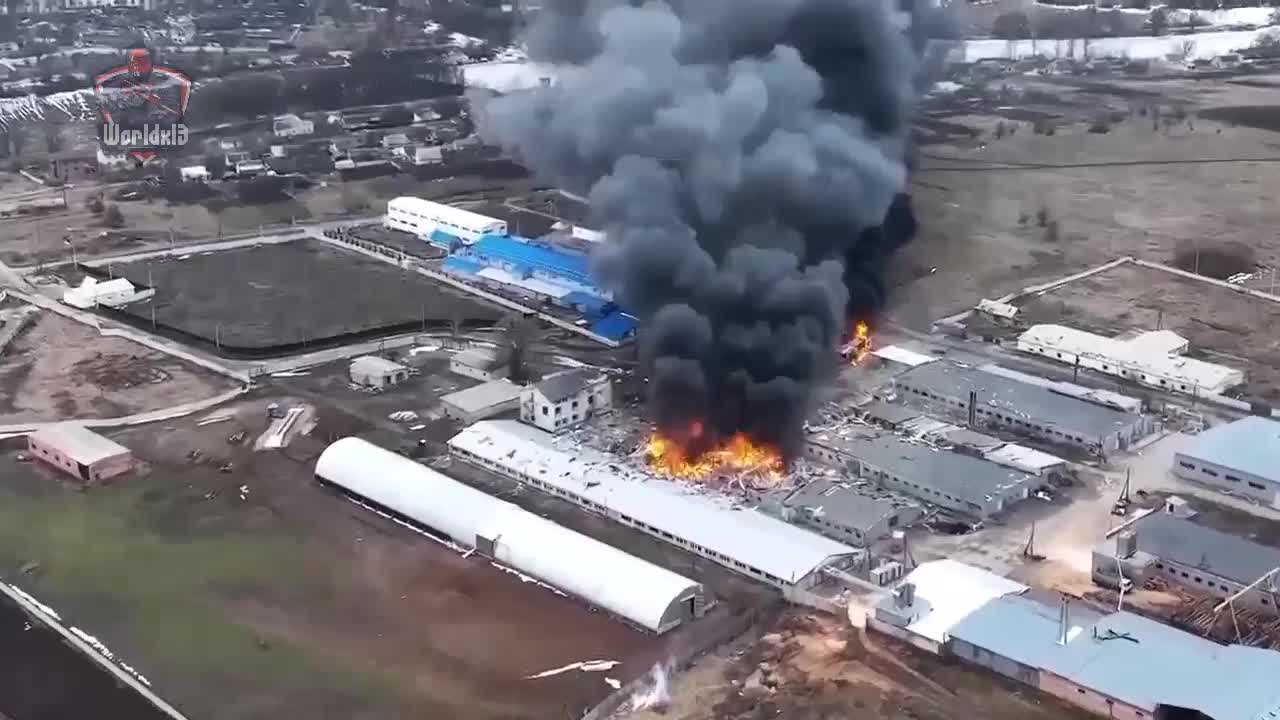 Drone Footage of strike by Russian Forces on the outskirts of Kharkov, Ukraine