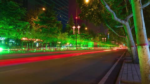 Street night, busy with traffic