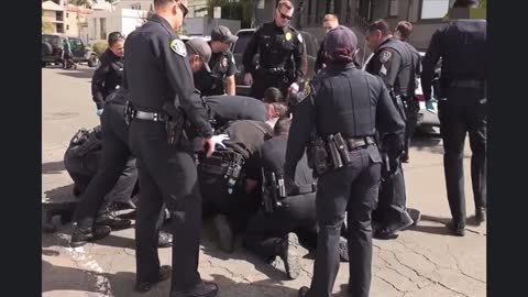 It takes 10 cops to take down one guy.