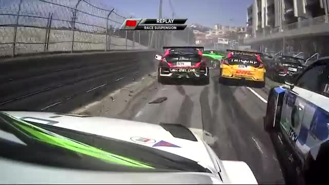 Huge car race accident