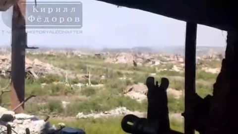 POV - Russian tank on the battlefield, RU SMO. Total devestation.