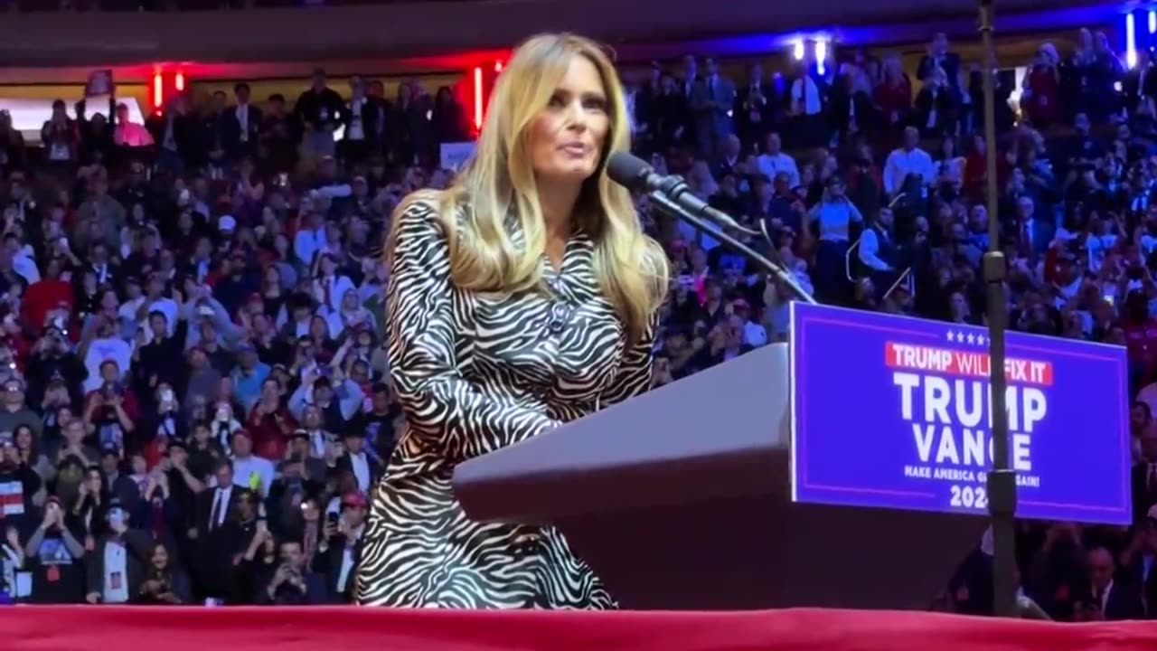 "Please welcome our next Commander in Chief, my husband, President Donald J. Trump!" Melania Trump.