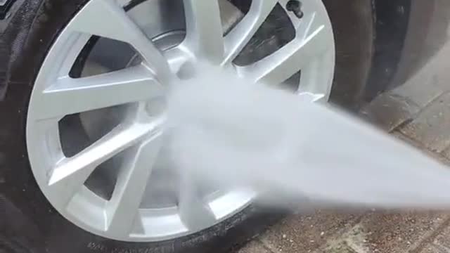 Automobile tire stain cleaning