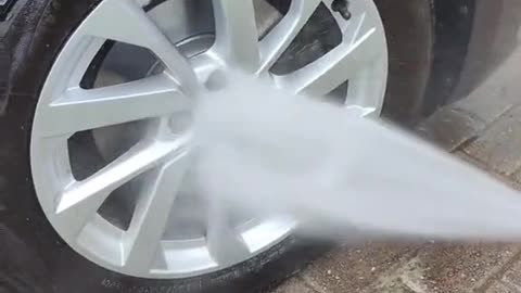 Automobile tire stain cleaning