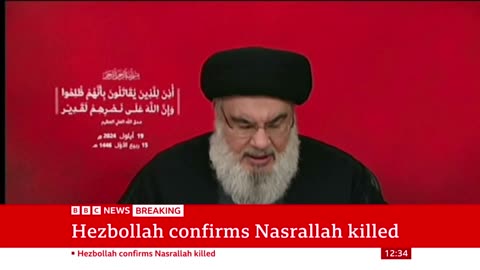 Hezbollah confirms death of leader Hassan Nasrallah after Israeli strikes on Beirut / BBC News