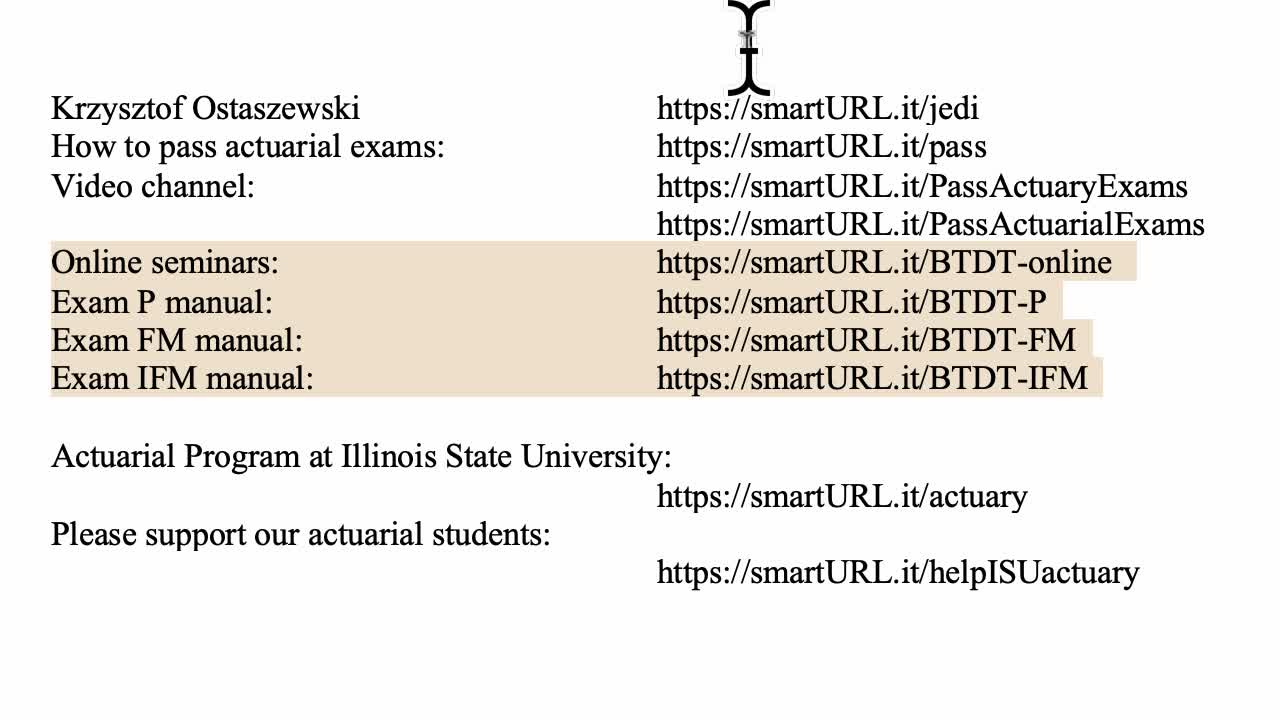 Exam FM exercise for June 8, 2022