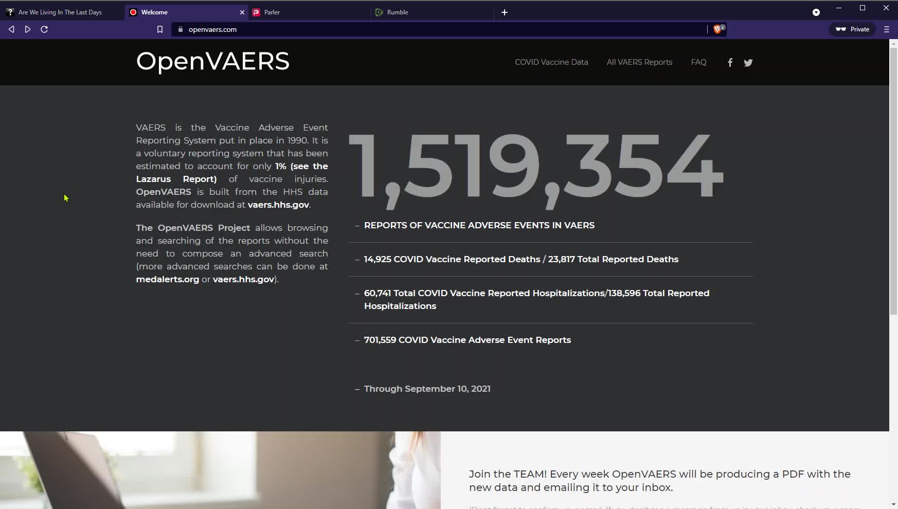 OpenVAERS Covid Vaccine Adverse Events Information
