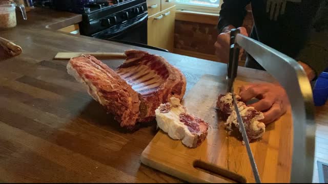 Cutting Lamb Ribs With the Bone Saw