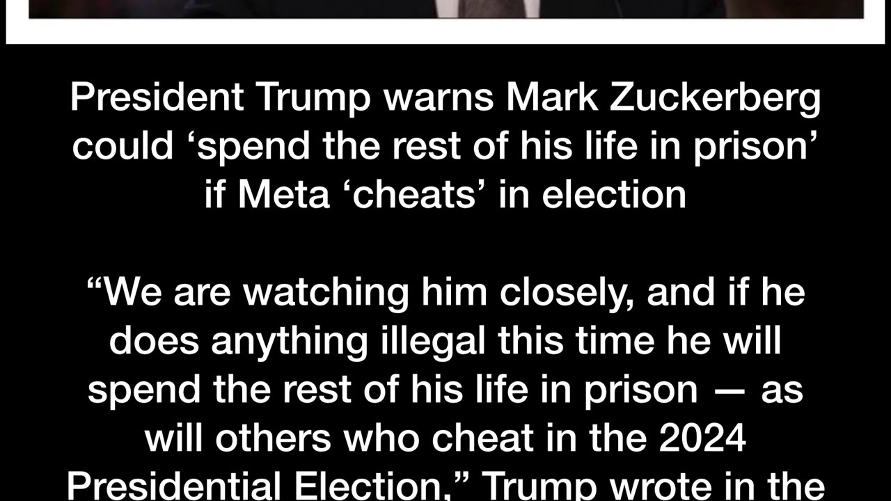 President Trump warns Mark Zuckerberg could ‘spend the rest of his life in prison’