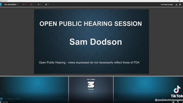 Sam Dodson testifies to FDA