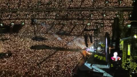 The UK concert, 100,000 people singing "Yellow" at Wembley in London, the atmosphere was amazing,