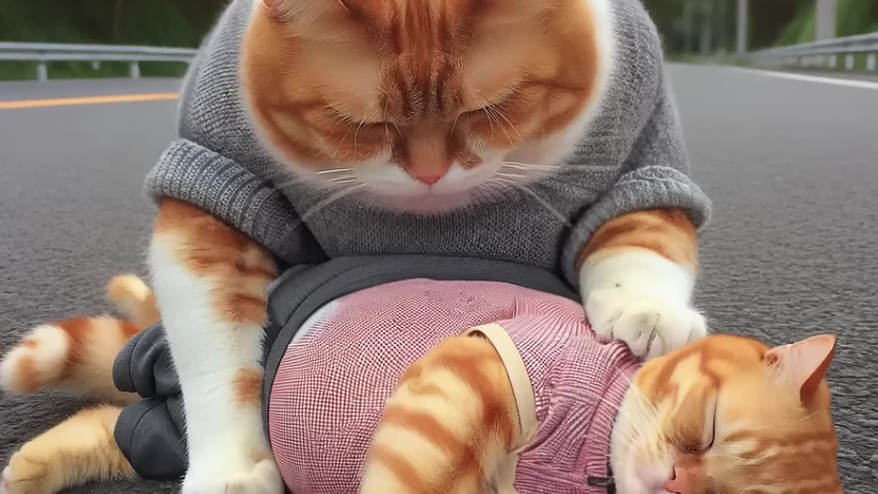 Hubby Cat Take Cares of Pregnant Cat 🐈