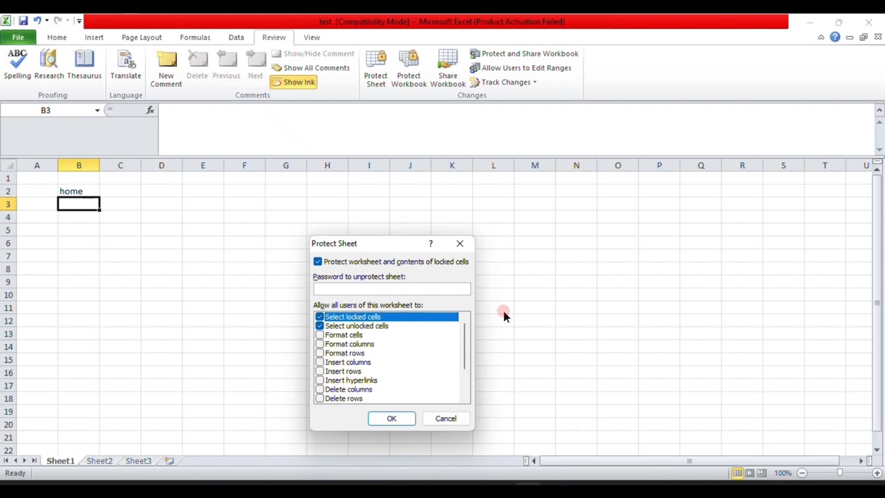 EXCEL PASSWORD