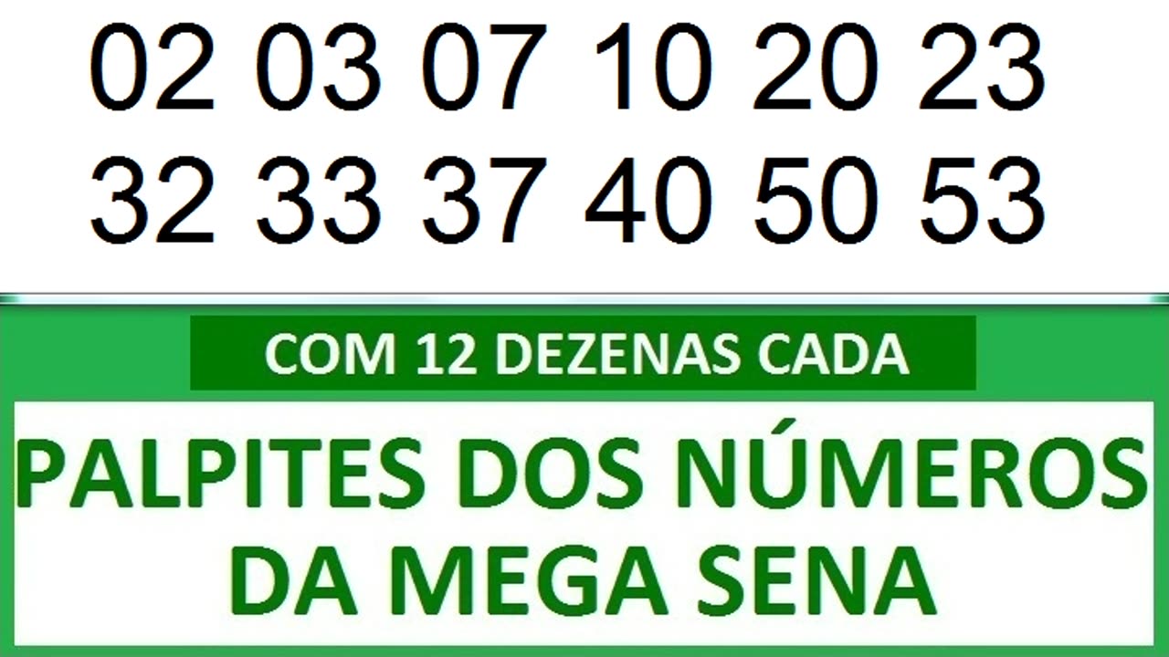 PALPITES DOS NÚMEROS DA MEGA SENA COM 12 DEZENAS 1a 1b 1c 1d 1e 1f 1g 1h 1i 1j 1k 1l