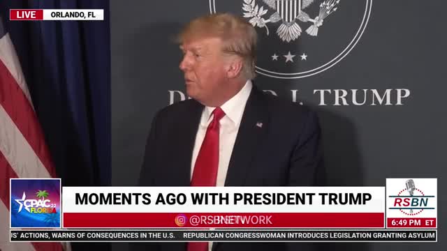 President Donald J. Trump Speaks with Press at CPAC 2022 in Orlando