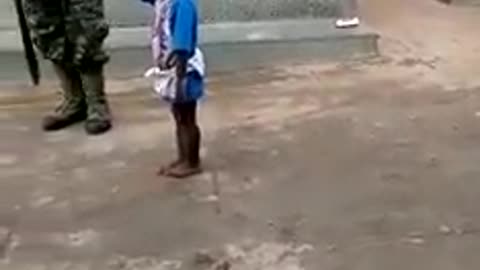 this child wants to look like his military father