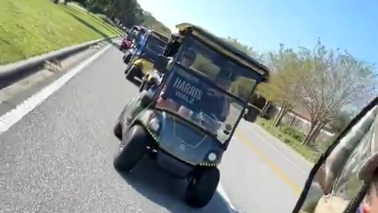 Hundreds of golf carts in the Villages, lined up to go vote for Kamala Harris