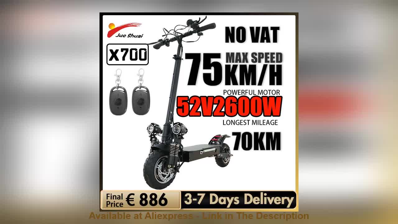 ☘️ EU STOCK 52V 2600W Dual Motor Electric Scooter 75KM/H Max Speed Folding E Scooter 70KM Long Range