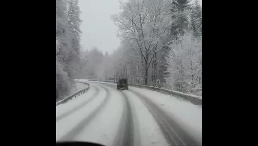 Sno falls on the roads of Germany