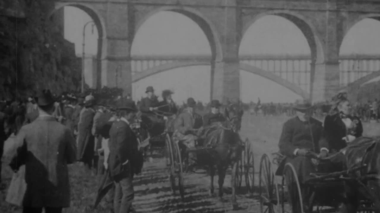 Parade Of Horses On Speedway (1902 Original Black & White Film)