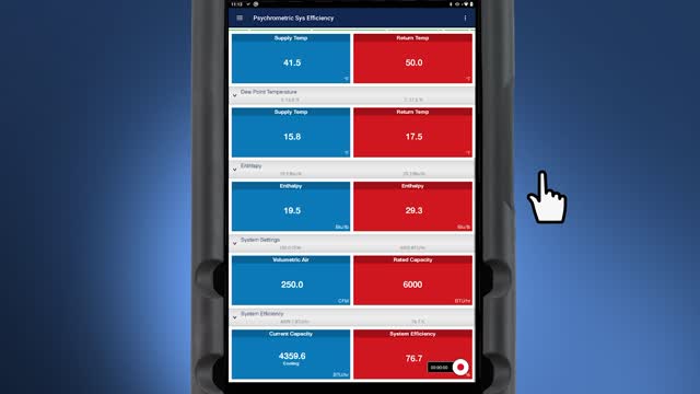 YJACK VIEW App Psychrometric System Efficiency Session 22-5